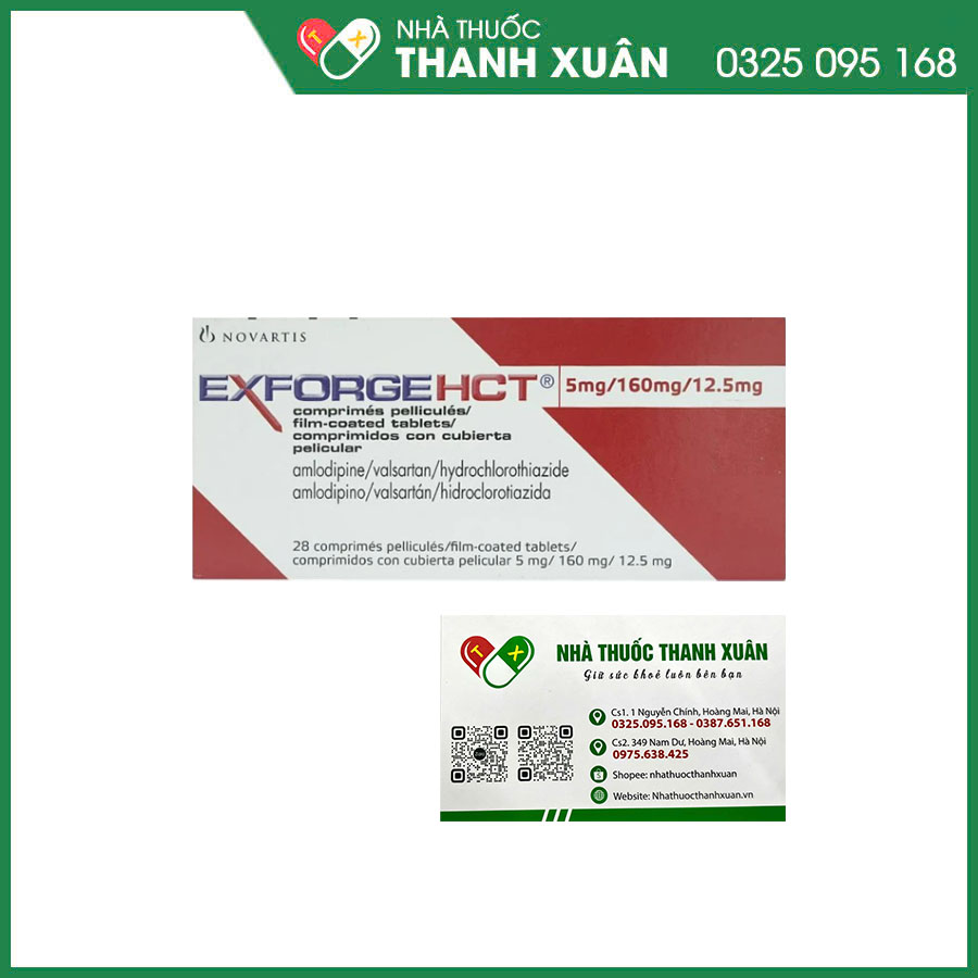 Exforge HCT 5mg/160mg/12,5mg thuốc điều trị tăng huyết áp vô căn